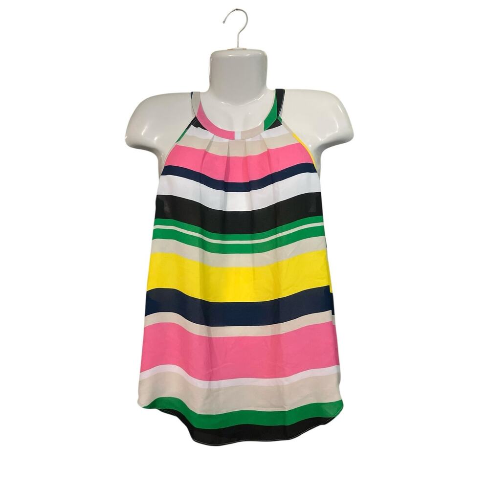 Violet + Claire Women's Multicolor w/ Round Pleated Neckline Sleeveless Top SZ S